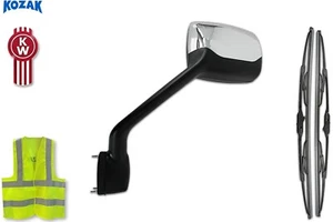 Espejo retrovisor capó cromado lado conductor izquierdo Kenworth T680 2011-2021 - Imagen 1 de 9