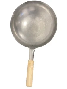 30cm Traditional Chinese Wok Carbon Steel Wooden Handle Stir Fry Pan Hob Cooking - Picture 1 of 7