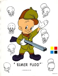 Hoja de Modelo de Color Promocional de 1966 dibujos animados de TV ELMER FUDD de Warner Brothers de colección - Imagen 1 de 1