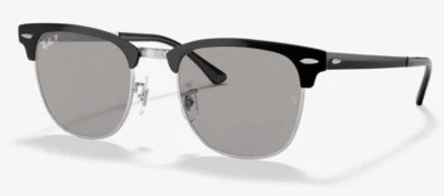 Ray-Ban Clubmaster Sunglasses | Metal | Black & Silver | Grey Polarized | RB3716 - Image 1 of 3