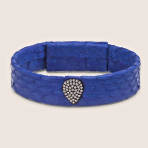 Daniela Swaebe "HARMONY &BALANCE Blue Leather Bracelet-Pave Gems