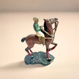 Rear Collectible Vintage Jockey Riding a Horse Cast Iron Figure 20th Century - Picture 1 of 6