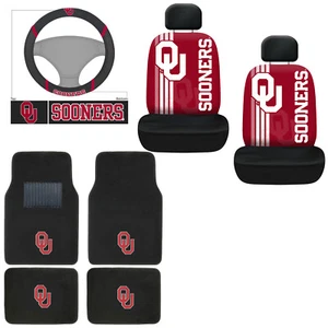 New 9PC NCAA Oklahoma Sooners Floor Mats Seat Covers Steering Wheel Cover Set - Picture 1 of 8