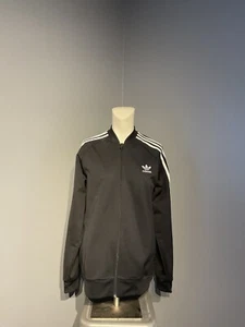 Adidas Full Zipperd Jacket Size Xl Youth Black With Classic White Stripes - Picture 1 of 8