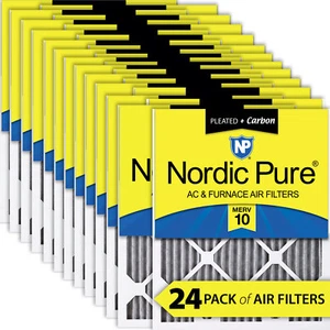 Nordic Pure 8x20x1 Furnace Air Filters MERV 10 Pleated Plus Carbon 24 Pack - Picture 1 of 7