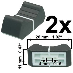 SIFAM 2x FADER KNOBs CAP GRAY 4mm slider potentiometer replacement pot - Picture 1 of 5