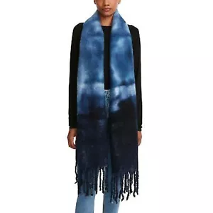 Steve Madden NWT Tie Dyed Scarf Fringe Tassels Super Soft Long Scarf Navy OS New - Picture 1 of 8