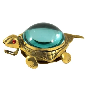 Vintage Bronze Turtle-Shaped Clock with Convex Glass - Wall/Table Decor - Picture 1 of 4