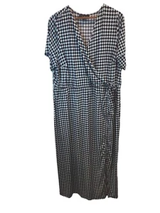 Lane Bryant 22/24 2X blue turquoise geometric maxi long dress Front Slit - Picture 1 of 6