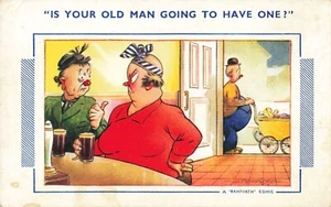 Postcard Humorous Your Old Man Pregnant? Big Stomach Bamforth Comic Series - Picture 1 of 2