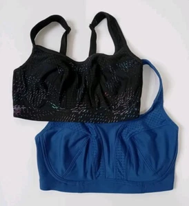 M&S Damen Sport BH Multiway 2er Pack ohne Bügel Blau Schwarz Größe 32B UVP 30£ - Bild 1 von 7