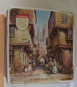 Lata de galletas de la catedral de Canterbury Nabisco Ltd escena callejera victoriana - Imagen 1 de 3