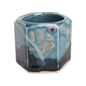 Vintage Ceramic Toothpick Holder Stoneware Art Pottery Small Vase Planter Signed - Picture 1 of 9
