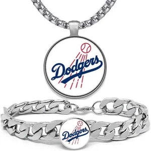 2PcSet Los Angeles Dodgers Gift Stainless Steel 24" Necklace and Bracelet D4D30 - Picture 1 of 10