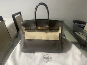 Hermes Etoupe Togo Leather Birkin 35 with Gold Hardware (Grey) 100% Authenti - Picture 1 of 5