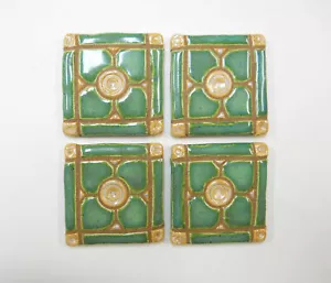 PIASTRELLE MOSAICO LEGNO DI CANE fatte a mano ceramica stuccata artigianali VERDE MENTA set di 4 - Foto 1 di 4