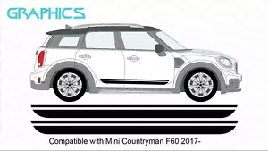 Adatto per Mini Countryman F60 2017 - Set grafica decalcomania a righe laterali stile TUTTI4 JCW - Foto 1 di 3