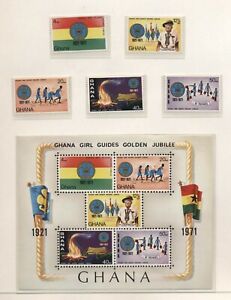 Ghana 1971 Giubileo delle guide di Ghana serie cpl e BF integra MNH T1389