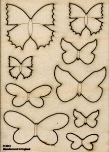 Formas/plantillas de madera contrachapada cortada con láser - MARIPOSAS - adornos en blanco - Imagen 1 de 1