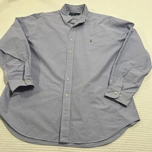 Ralph Lauren Oxford Button Down Classic Fit Shirt Men's XL Blue Plaid - Picture 1 of 9