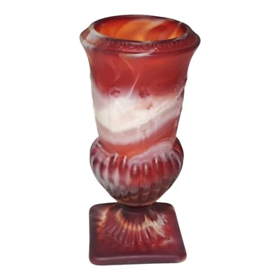 Vintage Ruby Red Slag Glass Dancing Nudes Vase Urn Unmarked Imperial Glass? 8.75 - image 1 of 4
