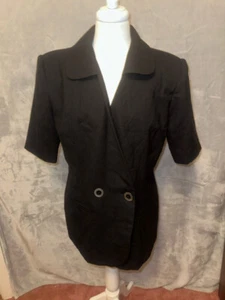 Blazer Oleg Cassini vintage anni 80 doppiopetto manica corta taglia 8 - Foto 1 di 3