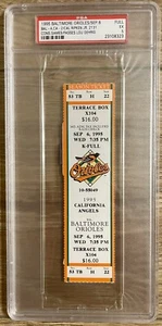CAL RIPKEN 2131 CONSECUTIVE GAME STREAK PASSES LOU GEHRIG FULL TICKET 1995 PSA 5 - Picture 1 of 10