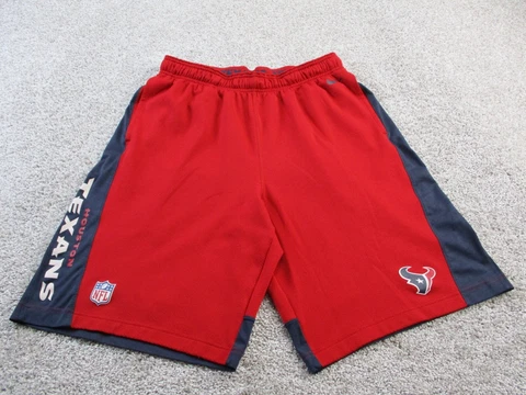 Houston Texans Shorts Mens Large Red Blue Nike On Field NFL Football Dri Fit GUC Cover