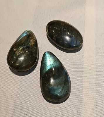 lot of 3 NATURAL MULTI COLOR LABRADORITE CABOCHON GEMSTONE free shipping  - Image 1 of 4