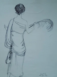 Dessin De Mode Ancien Original Robe Modèle De Paul Poiret DM0319 - Picture 1 of 2