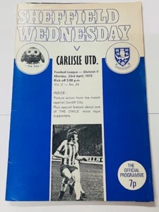 Sheffield Wednesday V 1972/73 Carlisle United 23-04-1973 División 2 - Imagen 1 de 1