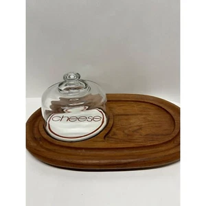 Vintage Genuine Teak Wood Cheese Board with Dome Made in Thailand - Picture 1 of 5