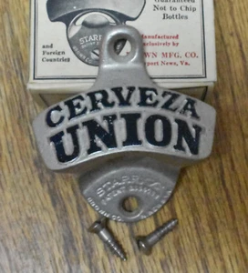 Starr X Cerveza Union Beer Bottle Opener Vtg 1940s USA NOS with Box Screws - Picture 1 of 1