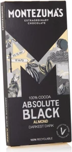 (3 PACK) Montezuma's ABSOLUTE BLACK ALMOND 100% Cocoa Dark Chocolate 90g - Picture 1 of 4