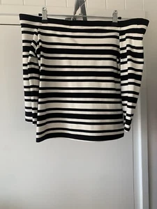 Dotti Off Shoulder Black White Stripe Top | Free Post | $19 - Picture 1 of 3