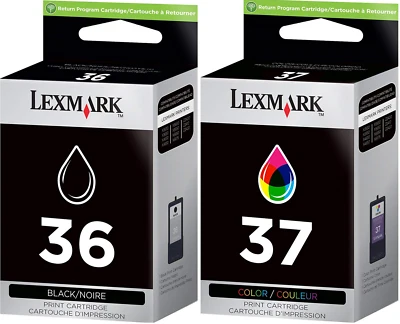 New Genuine Lexmark 36 37 2PK Ink Cartridges Box - Image 1 of 2