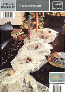 Weihnachtstischläufer Weiß Weihnachts Dekostoff 145 x 300 Weihnachten Organza - Bild 1 von 2