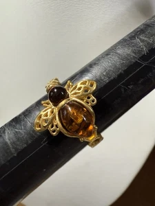 Anillo de abeja ámbar 925, plata de ley, oro de 18k talla 8 báltico, ámbar polaco - Imagen 1 de 6