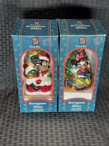 Adornos navideños de vidrio estilo europeo vintage de Mickey Mouse y Minnie Mouse - Imagen 1 de 6