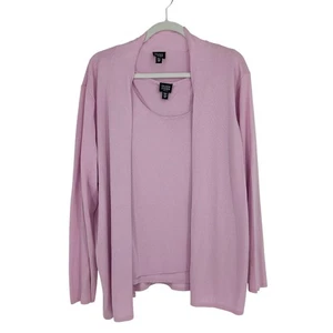 Eileen Fisher Womens 2X 2p Set Tank Top Long Sleeve Cardigan Pale Pink Lagenlook - Picture 1 of 11