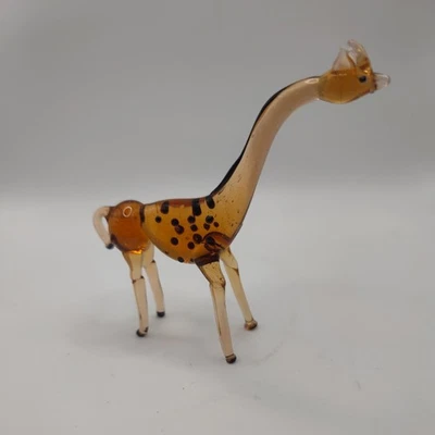 Estatuilla miniatura vintage soplada a mano jirafa de vidrio 3,5" estilo Murano murano murano Foto 1 de 4
