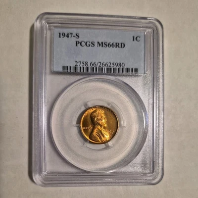 1947-S Lincoln Wheat Copper Cent PCGS MS66RD - Image 1 of 2