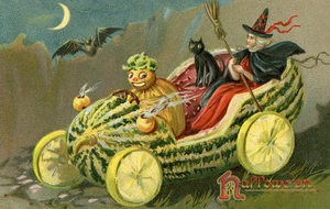 Vintage Halloween Art Print - Retro Spooky Decor - 4x6 Glossy Printed Postcard - Picture 1 of 5