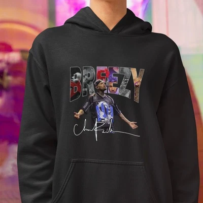 Chris Brown BREEZY 连帽衫 R&B 歌手图形街头服饰嘻哈套衫男女通用 — 第 1/4 张图片