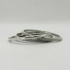 Lagos Caviar Sterling Silber Armreif Trio - Bild 1 von 8