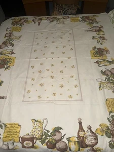 Vintage brown, yellow green kitchen, fruit themed tablecloth 52 x 64 - Picture 1 of 4