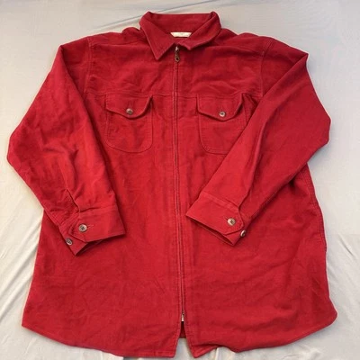 Vintage St Michael Marks & Spencer Jacket Womens 14 Red Zip Front Overshirt 90s - Image 1 of 4
