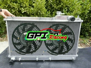 Aluminum Radiator + FANS For 90-97 Mazda Miata 1.6L 1.8L MX-5 MX5 NA MT 91 92 93 - Picture 1 of 11