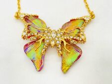 Alexis Bittar Gold Plated Crystal pink discoloration  Butterfly pendant Necklace