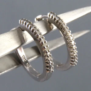 OTC Sterling Silver Hoop Earrings 1/5TCW NATURAL DIAMONDS Super Classy Style! - Picture 1 of 7